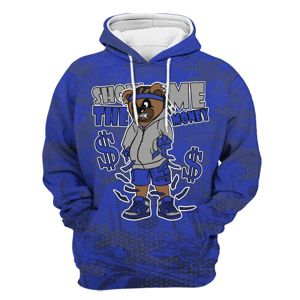 Hoodie To Match Air Max Plus Black Racer Blue - Show Me Bear Banknotes Art All Over Print