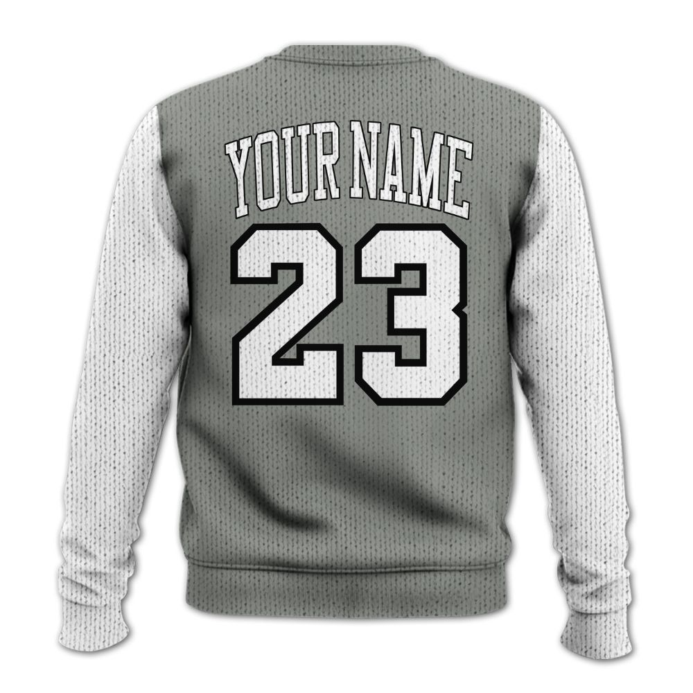 Knitted Sweater To Match Paris Cement Grey 4s, Custom Name Number 23 Drip