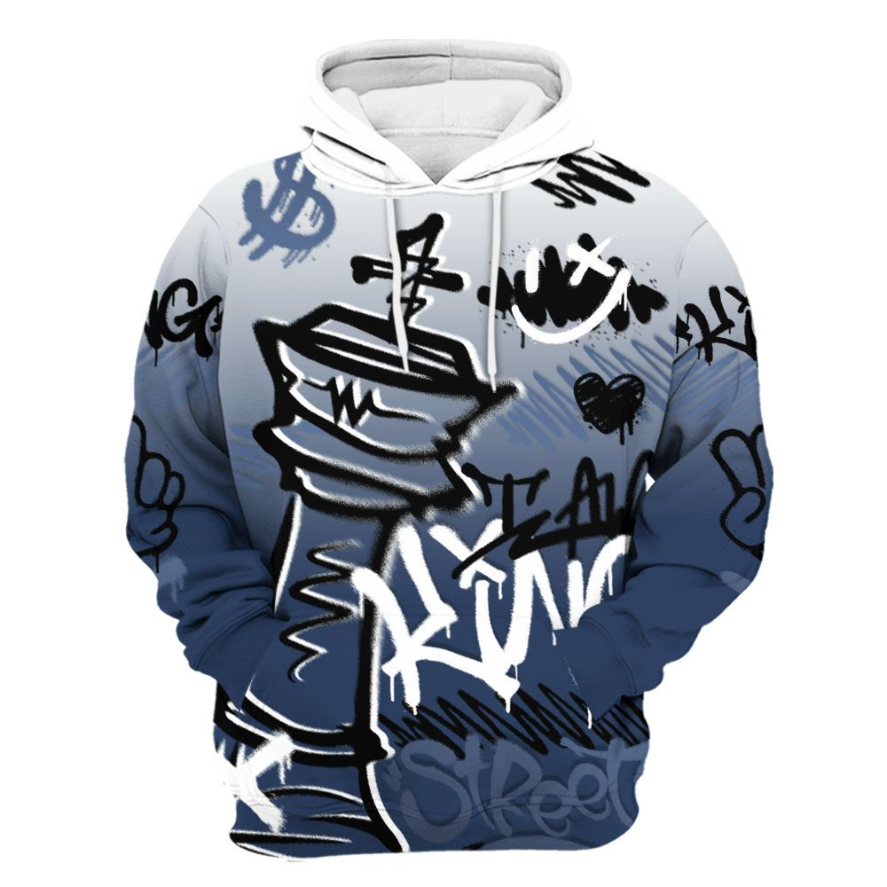 Hoodie To Match Low 85 Metallic Blue 1s - Street King Chess Streetwear All Over Print