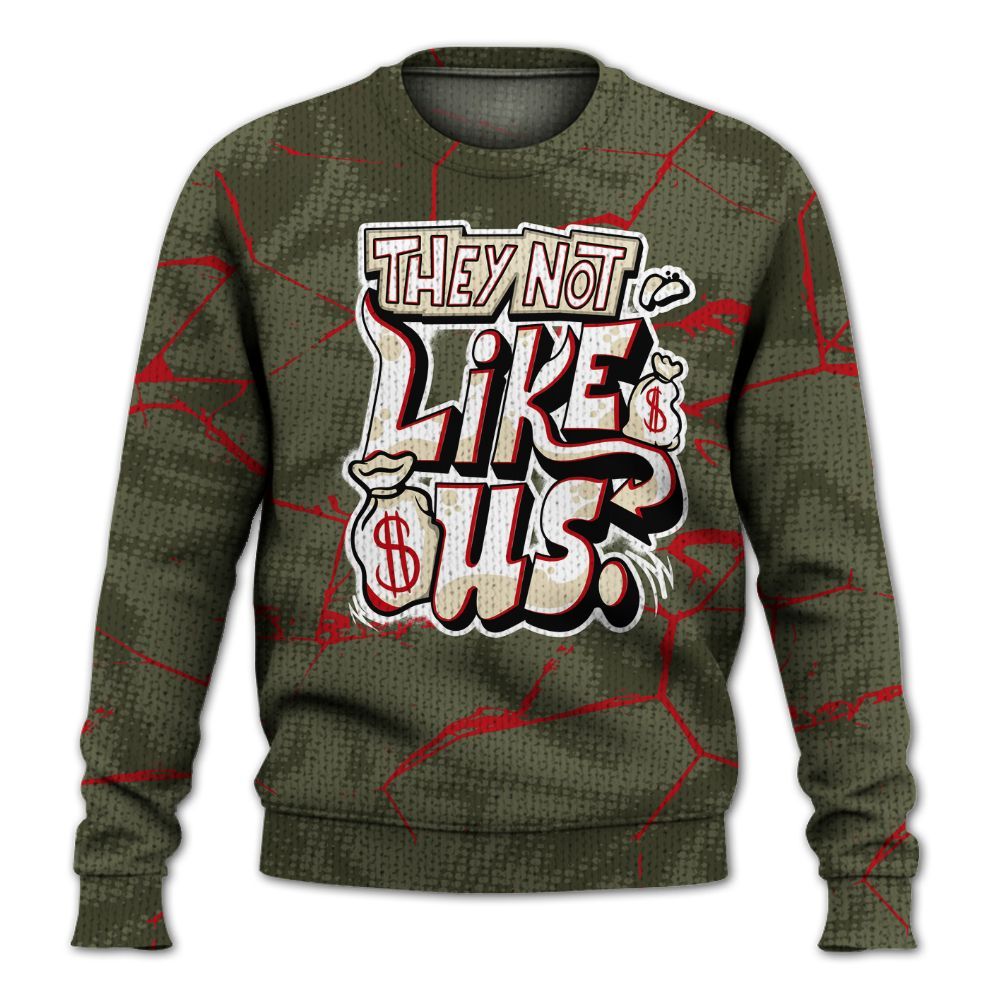 Knitted Sweater To Match Low OG Medium Olive 1s - Dislike Us Graphic