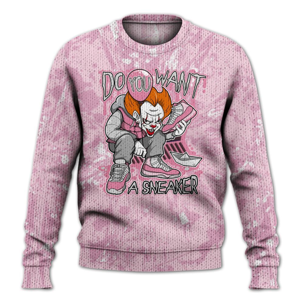 Knitted Sweater To Match Orchid 4s - Clown Scary Sneakers Graphic Halloween