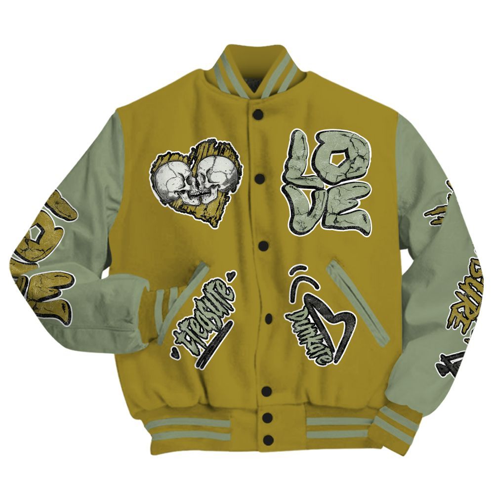 Varsity Jacket To Match Air Flightposite Metallic Gold - Skull Bear All Over Print