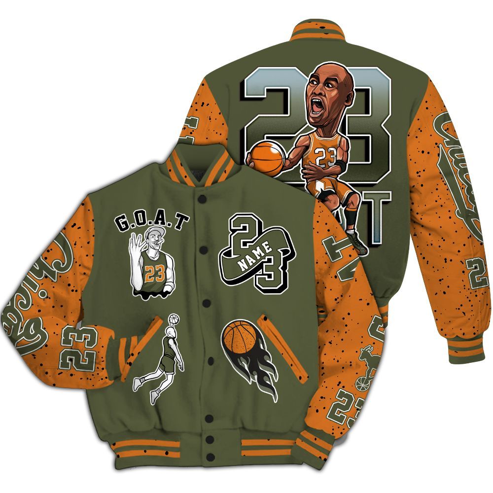 Varsity Jacket To Match Olive 5s - Legend GOAT Basketball Varsity Jacket Graphic Custom Name All Over Print