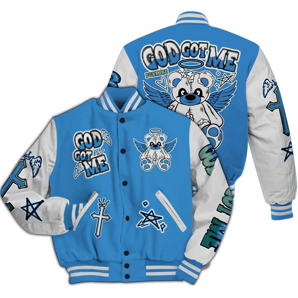 Varsity Jacket To Match Low Carolina 17s - Gods Guides Me Bear All Over Print