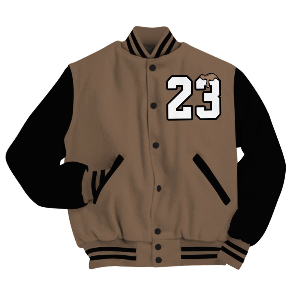 Varsity Jacket To Match Dark Mocha Jack - Custom Name Number 23 Drip All Over Print