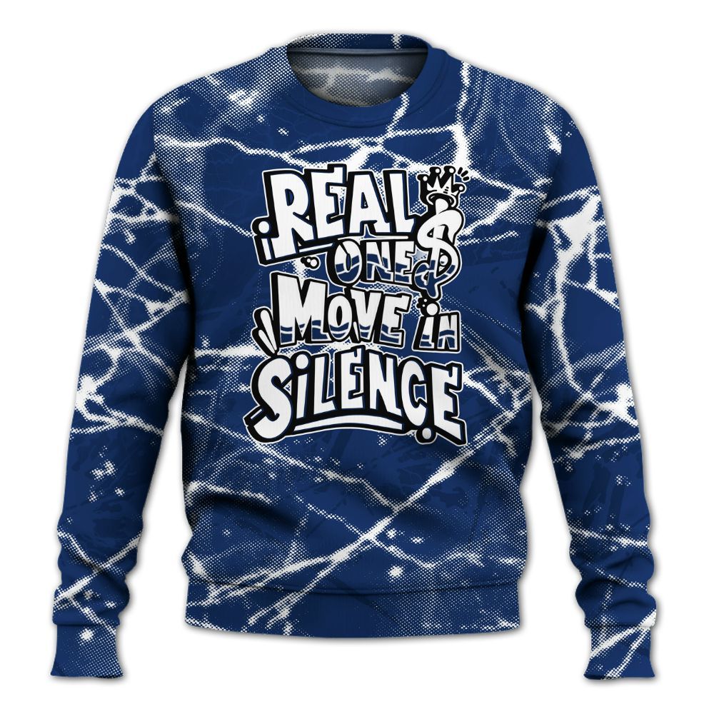 Sweatshirt To Match High OG Deep Royal Blue 1s - Ones Move In Silence Graphic All Over Print