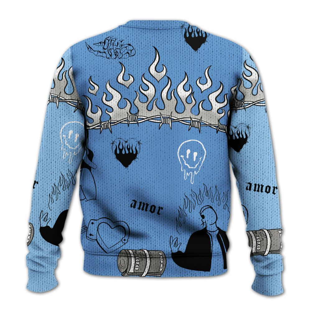 Sweater To Match Black University Blue 5s - Snake Trust No One Graphic