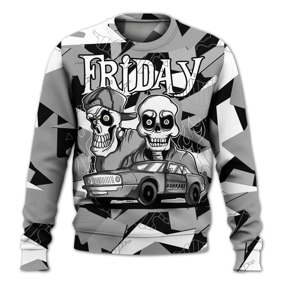 Sweatshirt To Match Black Wolf Grey 12s - Friday Funny Retro All Over Print