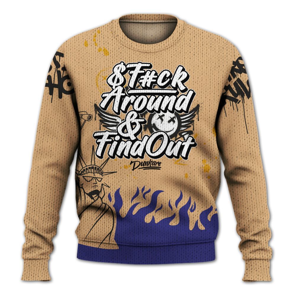 Knitted Sweater To Match SE Afrobeats 7s - Graphic Fck Around Find Out