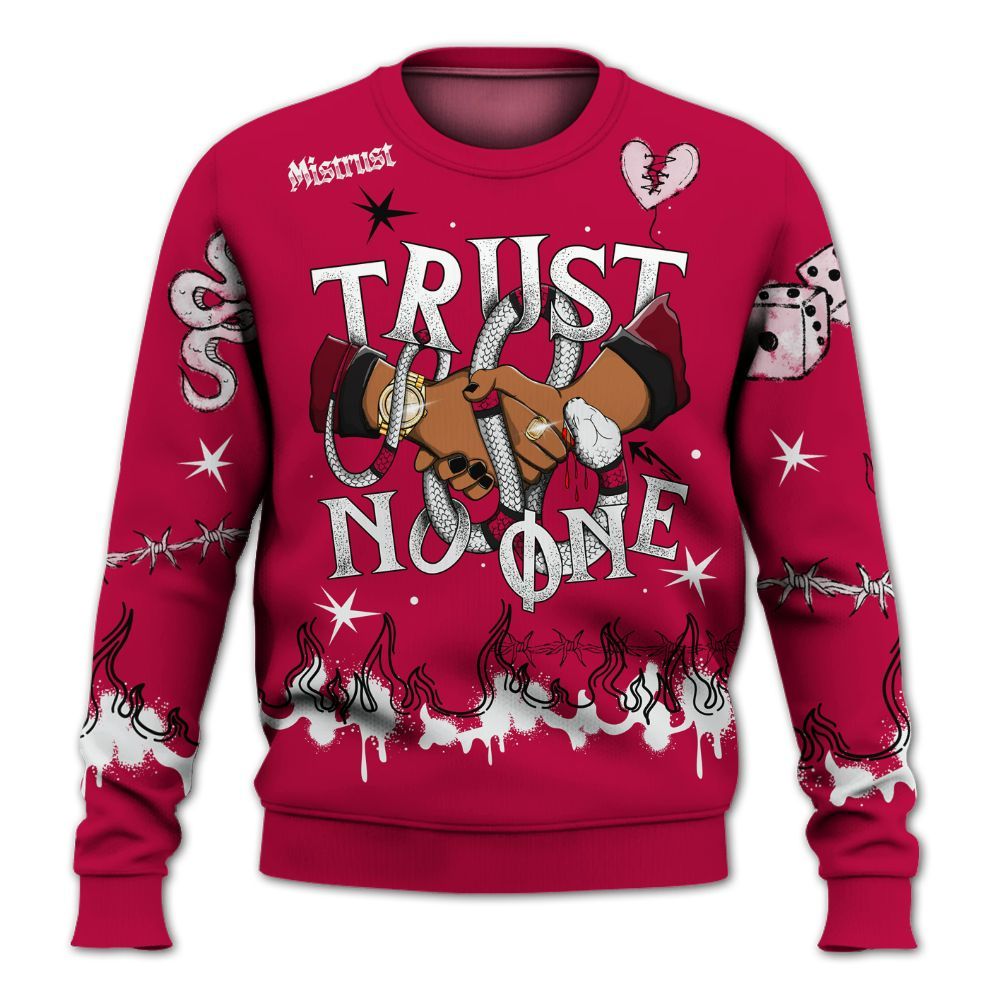 Sweatshirt To Match Retro Chicago 2s - Trust No One Snake-Bite Doodle Crayon All Over Print