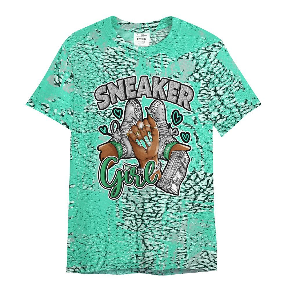 Shirt To Match Black Green Glow 3s - Sneakerz Girlz Heart Grunge All Over Print