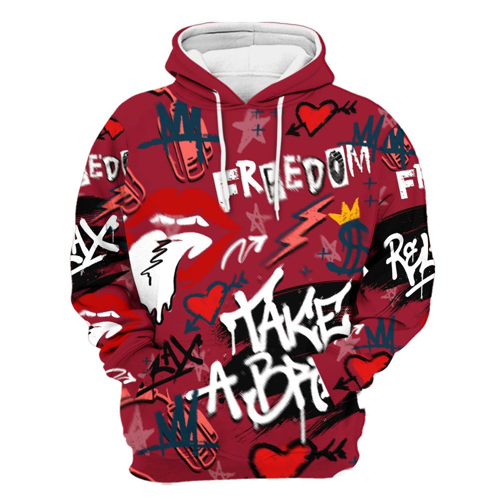 Hoodie To Match Mid Multi Color 2022 1s - Take Break Freedom Graffiti Streetwear All Over Print