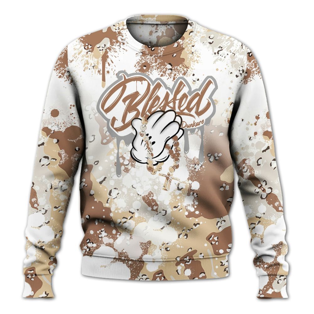Sweatshirt To Match Desert Camo 3s - God Blessed Ink Drip All Over Print