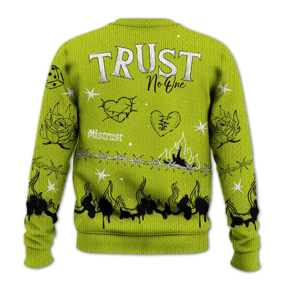 Knitted Sweater To Match Bright Cactus 13s - Trust No One Snake-Bite Doodle Crayon