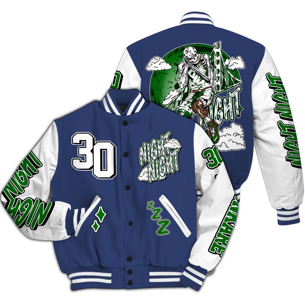 Varsity Jacket To Match Midnight Navy 13s - Seeya Skeleton All Over Print