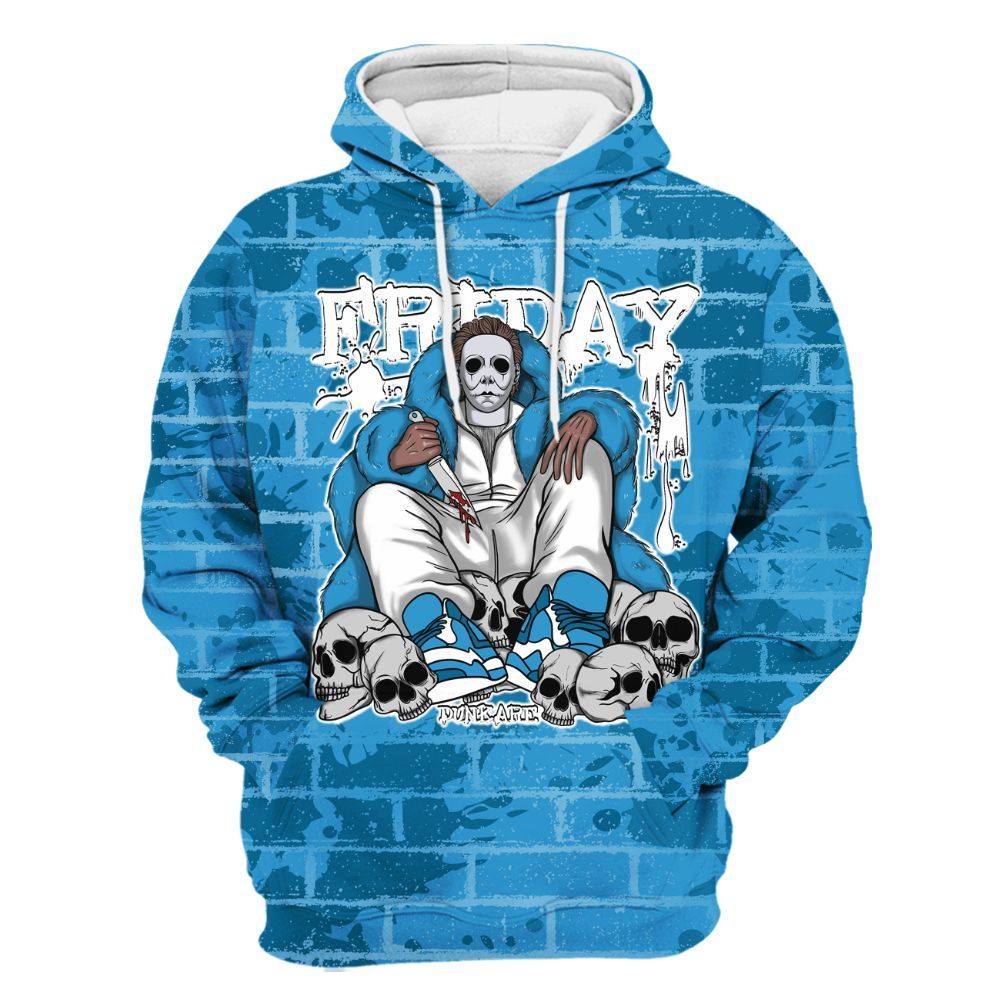 Hoodie To Match Powder Blue 9s - Friday Brick All Over Print