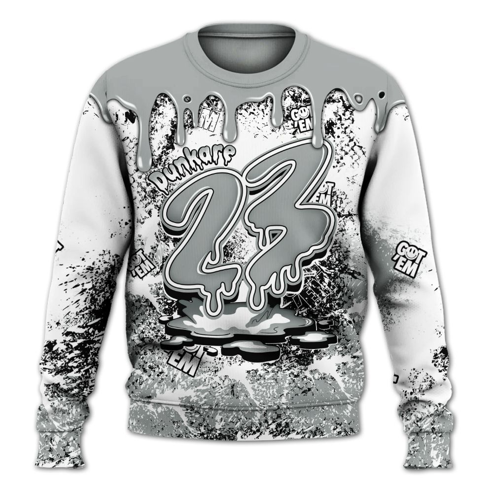 Sweatshirt To Match Dunk Low White Light Smoke Grey - Dripping 23 Drip All Over Print