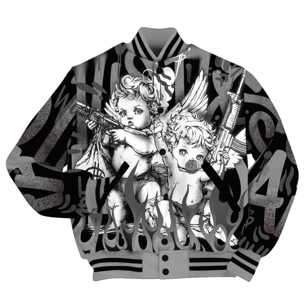 Varsity Jacket To Match Black Wolf Grey 12s Shirt, Angel Hustle Hard All Over Print