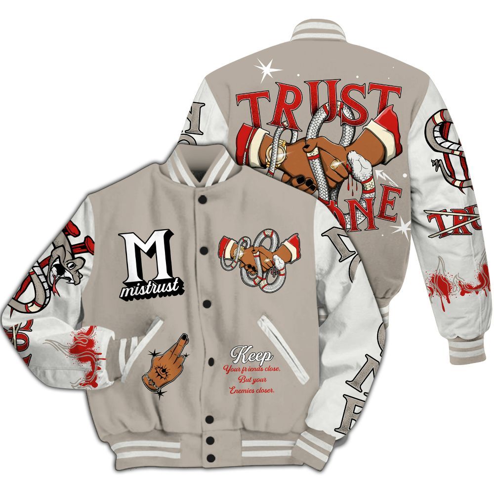 Varsity Jacket To Match Low OG Phantom 1s Shirt, Trust No One Snake-Bite Street Style All Over Print