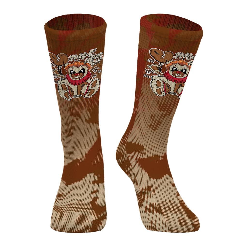 Sock To Match Archaeo Brown 5s - Shoe Game Bear Halloween Abstract Halftone