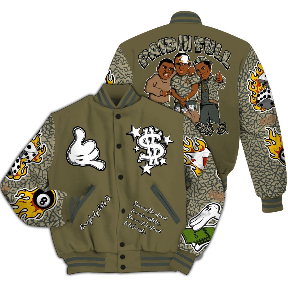 Varsity Jacket To Match Retro Family Affair 3s - Everybody Paid In Full Graphic All Over Print