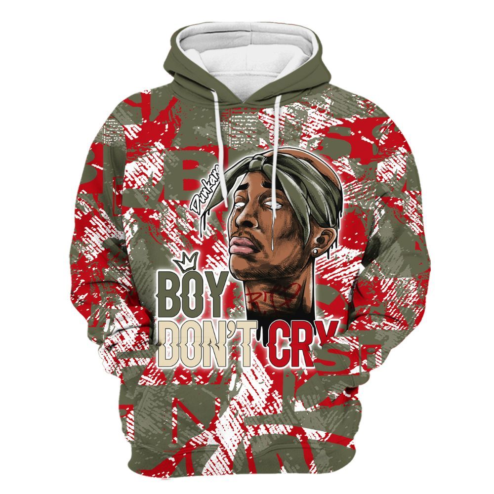 Hoodie To Match Low OG Medium Olive 1s - Boiz Ain't Cry Unique Abstract All Over Print