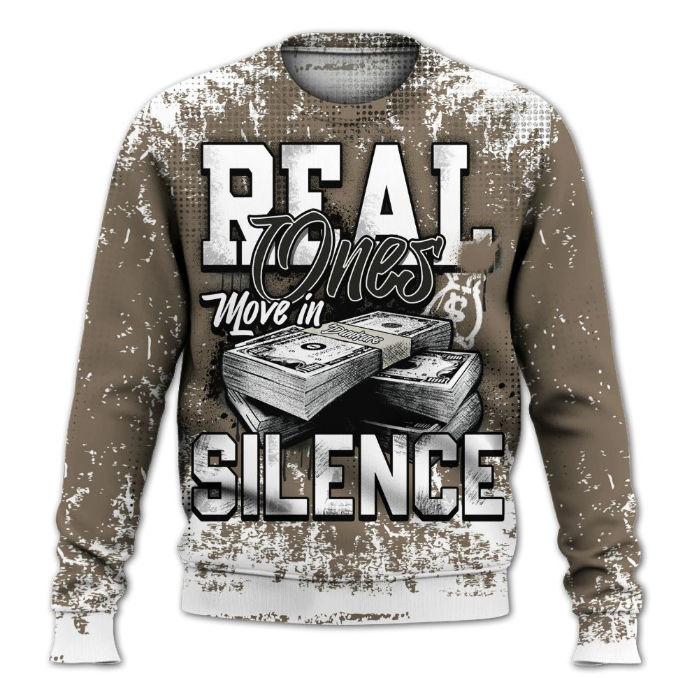 Sweatshirt To Match Low OG Dark Mocha 1s - Move In Silence Money Street Retro All Over Print