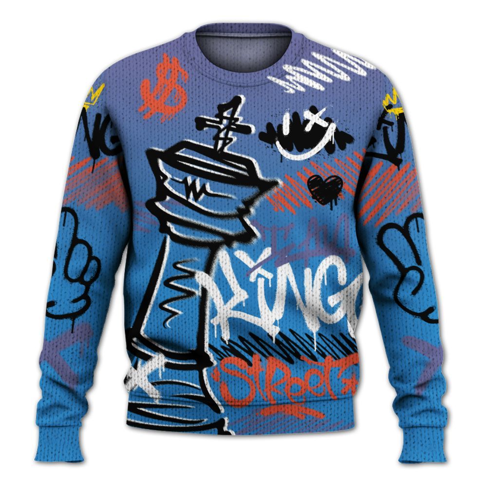 Knitted Sweater To Match Hi-Res Blue 700s - Street King Chess Streetwear
