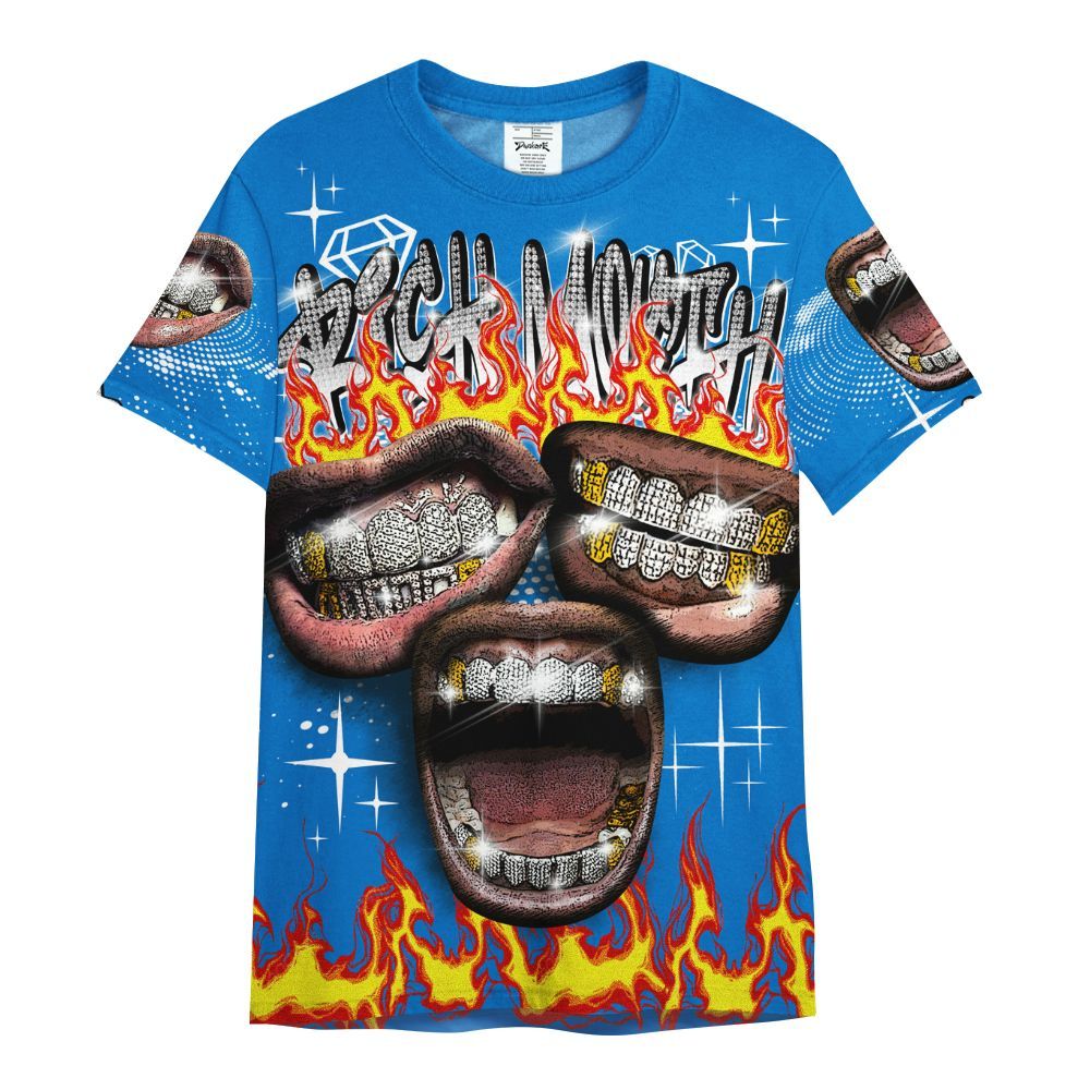 Shirt To Match Blueberry 12s - Rich Mouth Fire Rap Retro 90s All Over Print