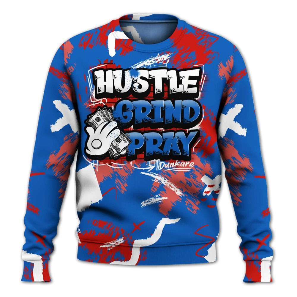 Sweatshirt To Match Kobe 6 Game Royal - Hustle Grind Pray Retro All Over Print