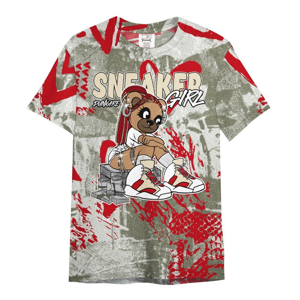 Shirt To Match Low OG Medium Olive 1s - Sneaker Girl Bear Heart Grunge All Over Print