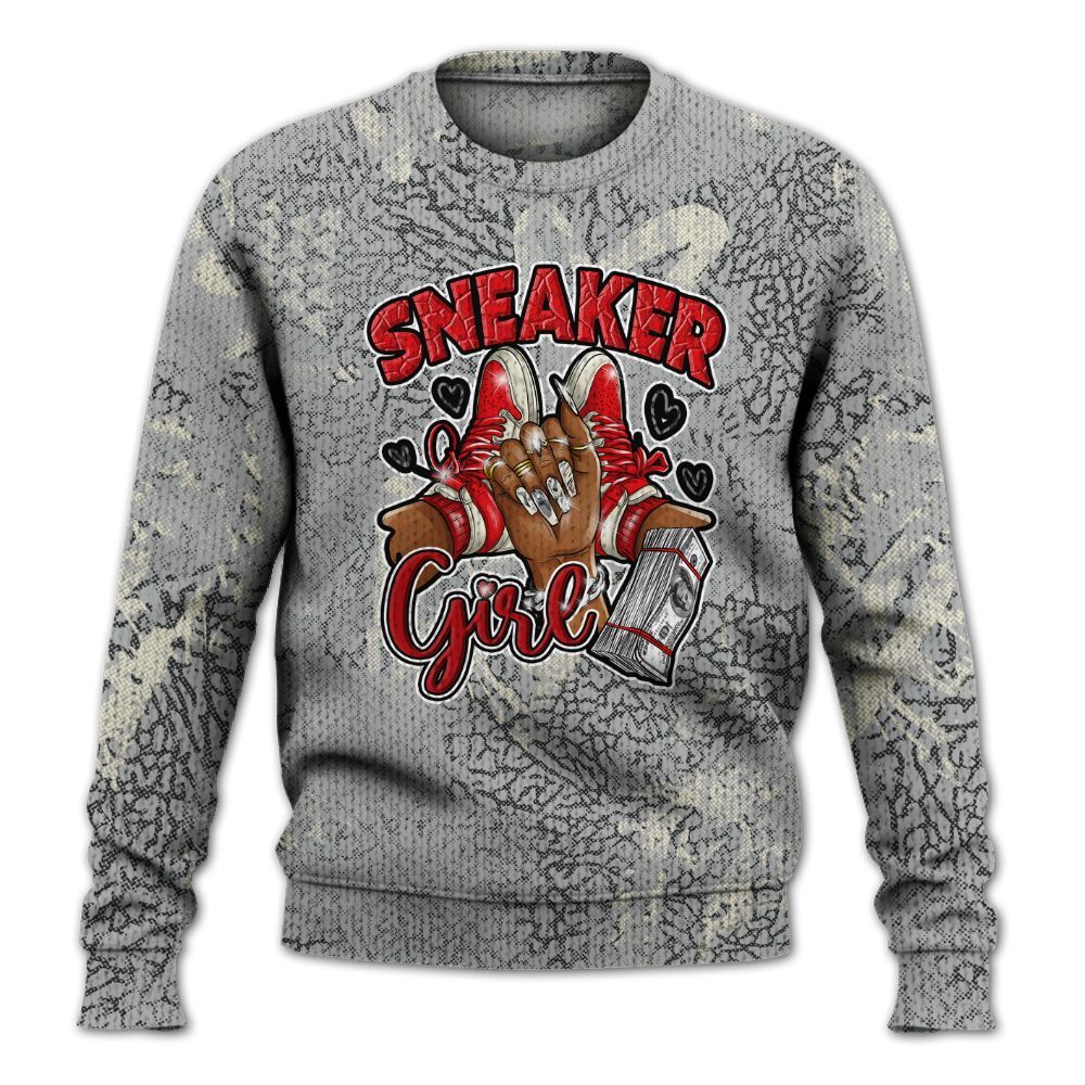 Knitted Sweater To Match Cement Grey 3s - Sneakerz Girlz Heart Grunge