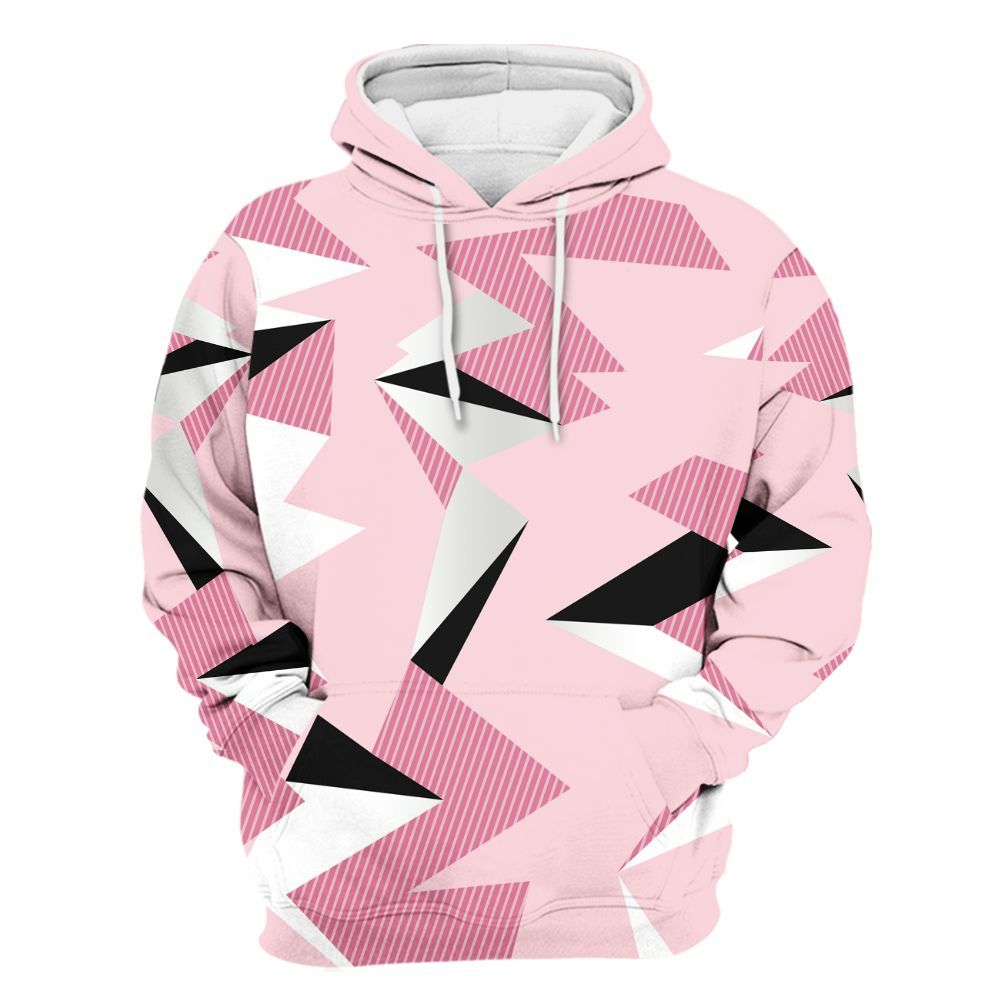 Hoodie To Match GS Pearl Pink 12s Shirt, Geometric Camouflage Pattern All Over Print