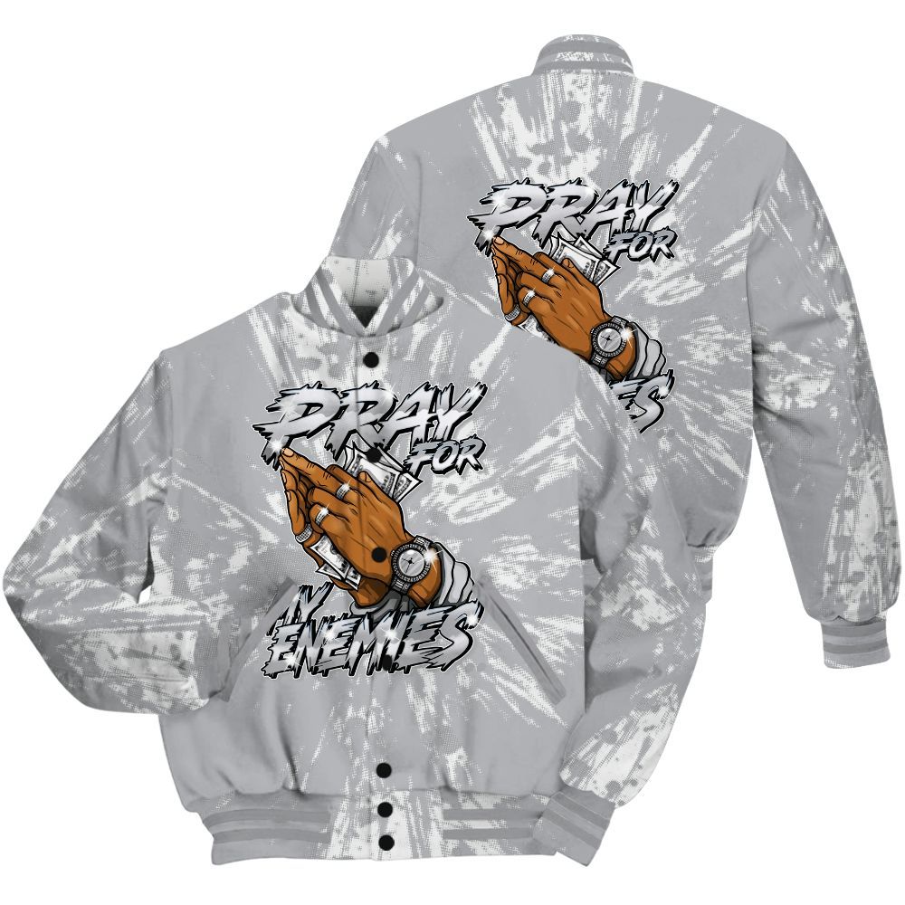 Varsity Jacket To Match Low OG Wolf Grey 1s Shirt - Prayed For Enemies Graphic Luxury All Over Print
