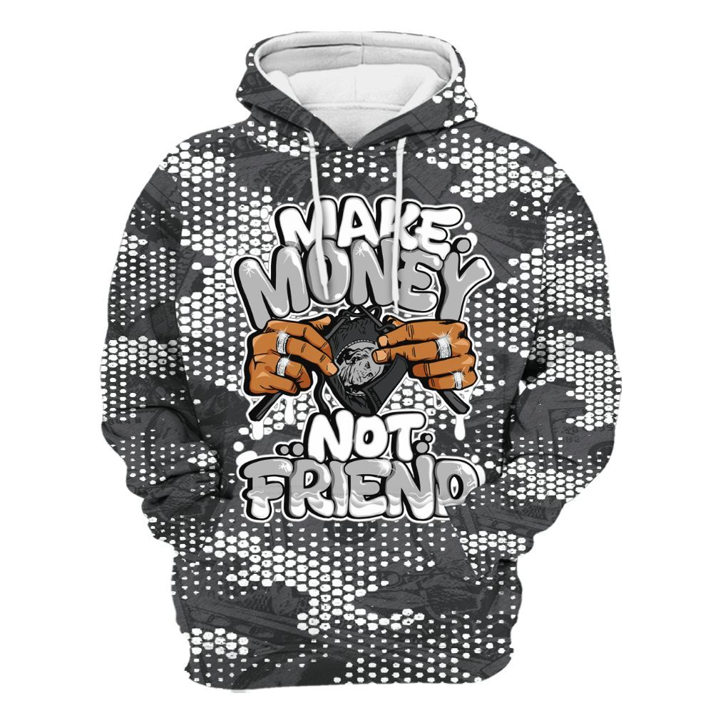 Hoodie To Match White Thunder 4s - Make Moneys Not Friend Graphic Banknotes All Over Print