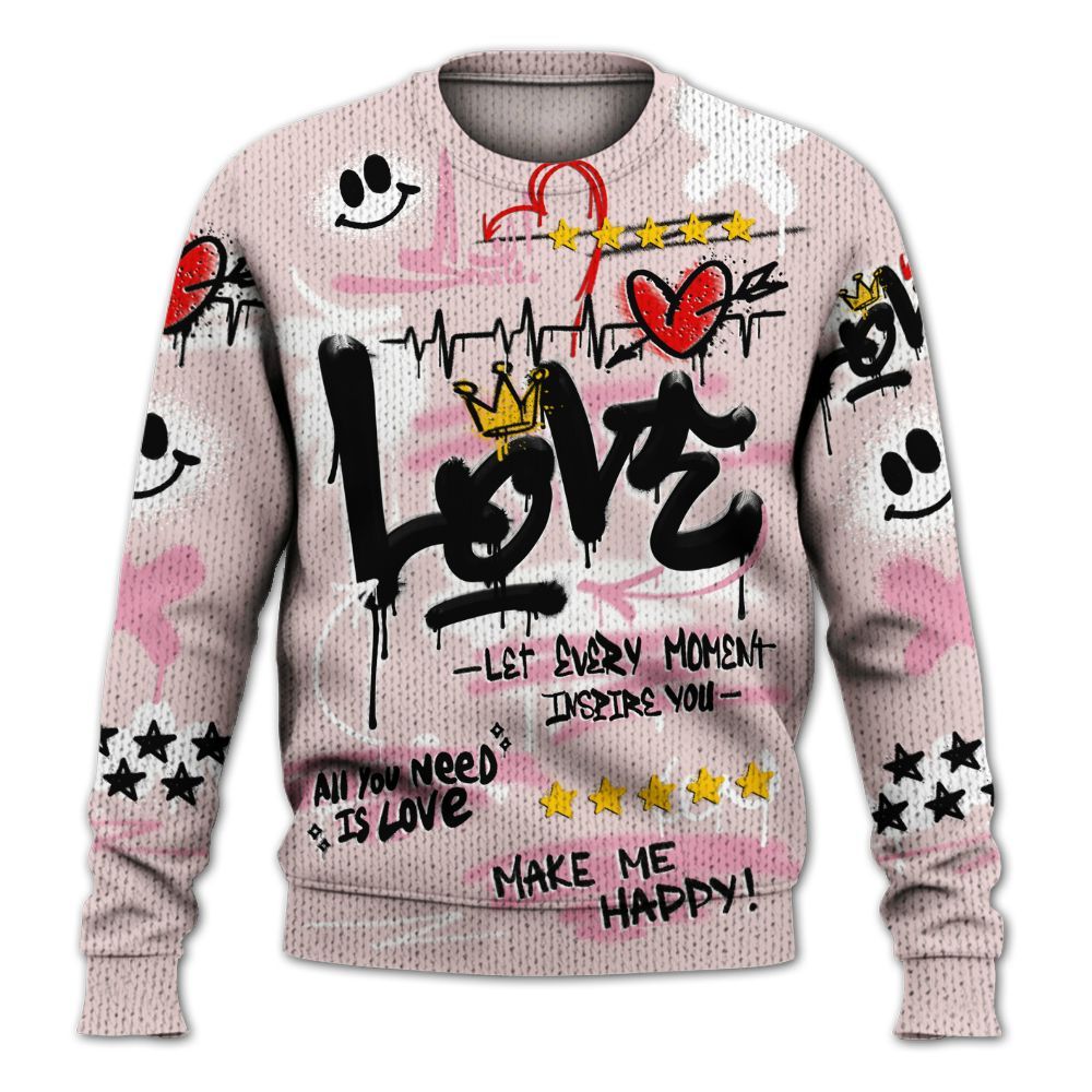 Knitted Sweater To Match Dunk Low KD 17 Aunt Pearl - Happy Love Beats Graffiti Streetwear