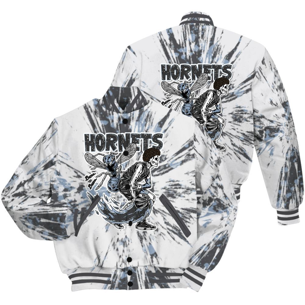 Varsity Jacket To Match Reverse Black White 6s Shirt - Hornets Skeleton Luxury All Over Print