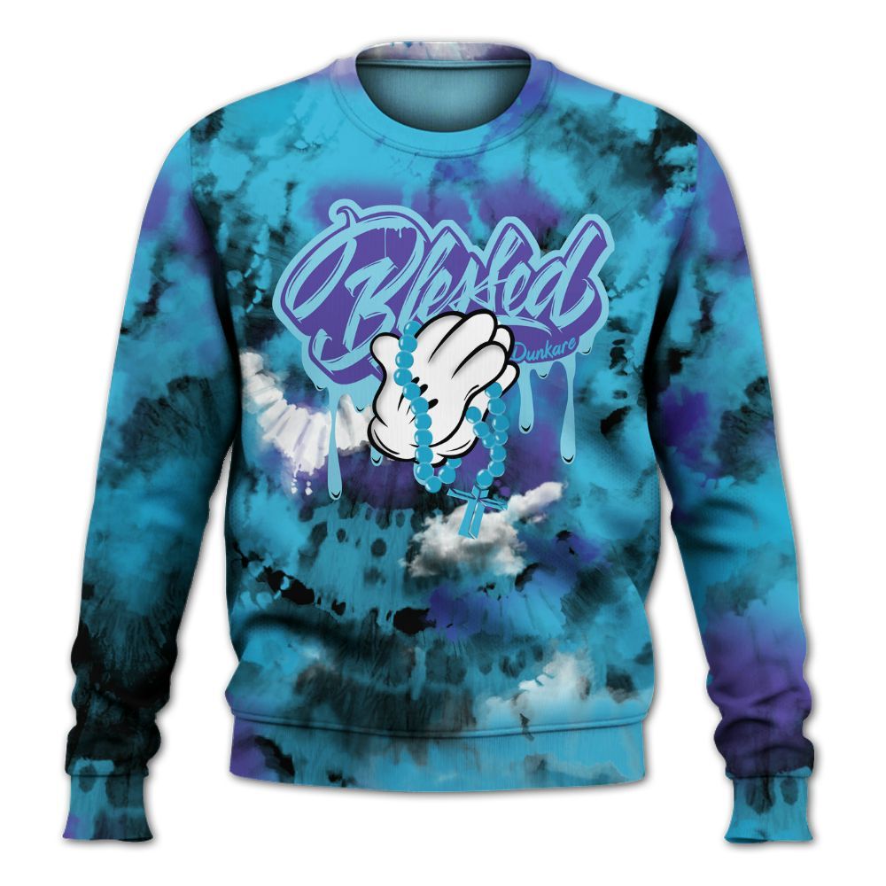 Sweatshirt To Match Retro Aqua 6s - God Blessed Tie Dye All Over Print