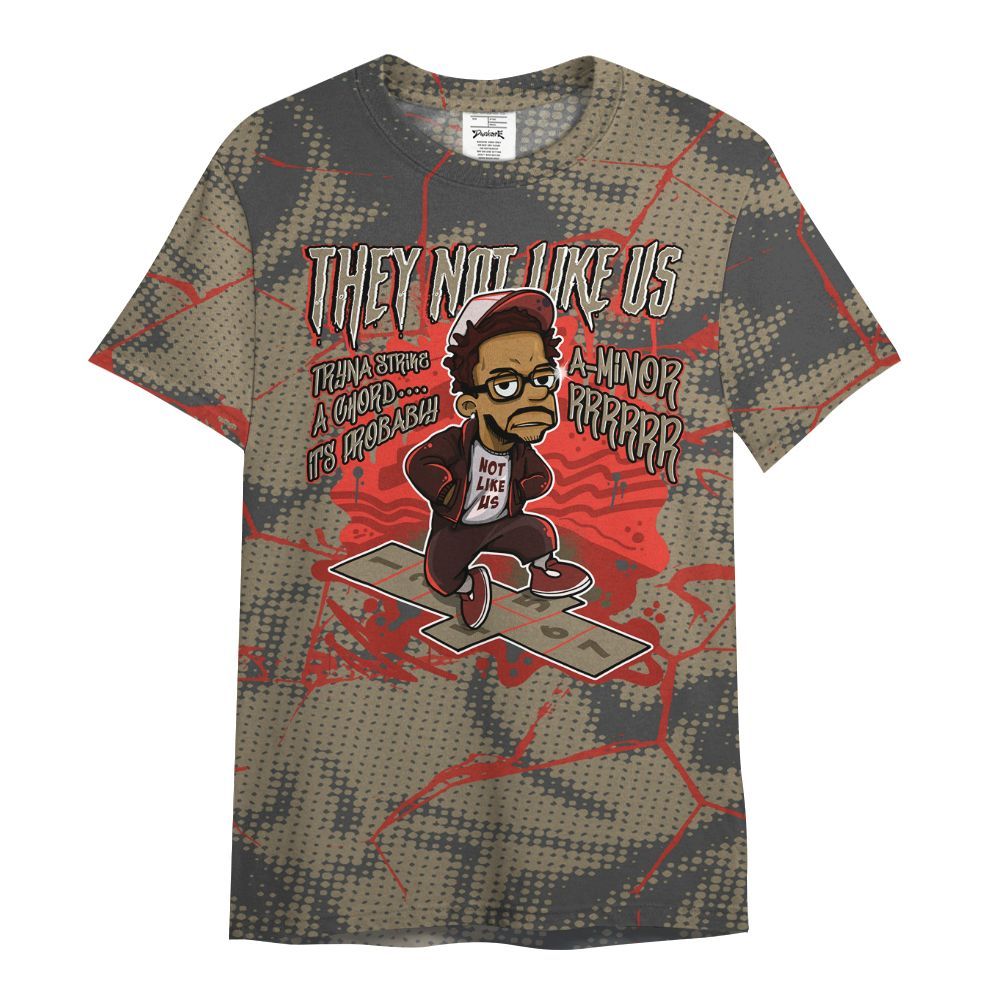Shirt To Match Olive 9s - Hopscotch Dislike Us Graphic Crack All Over Print