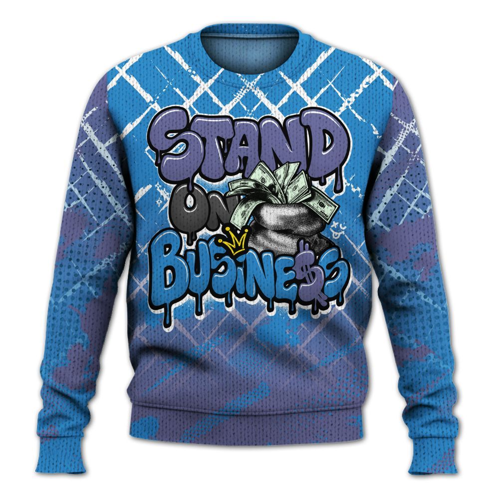 Knitted Sweater To Match Hi-Res Blue 700s - Halftone Stand Business Dripping