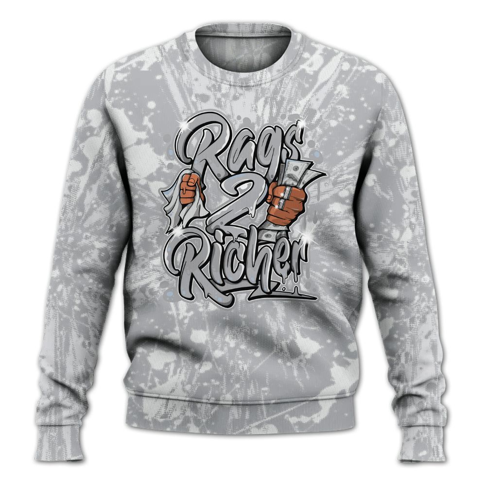 Sweatshirt To Match Low OG Wolf Grey 1s - Rag 2 Rich Graphic Luxury All Over Print