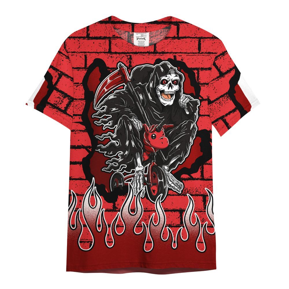 Shirt To Match Chile Red 9s - Self Make Skeleton Crashed All Over Print
