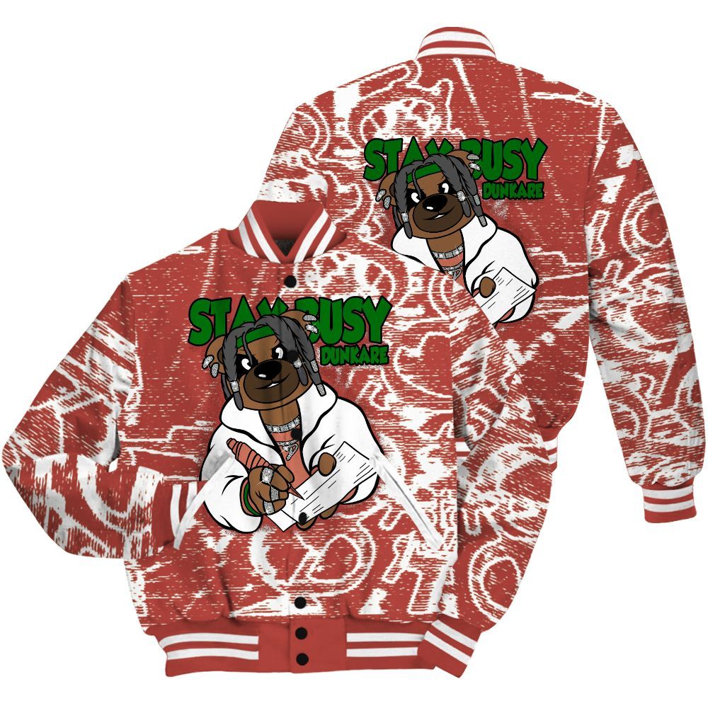 Varsity Jacket To Match Dune Red 13s Shirt - Maintain Activity Bear Avant-Garde All Over Print
