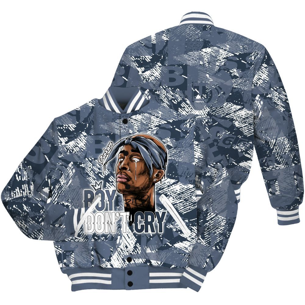Varsity Jacket To Match Low Diffused Blue 11s Shirt, Boiz Ain't Cry Unique Abstract All Over Print