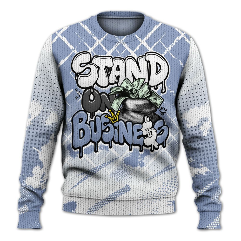 Knitted Sweater To Match Blue Grey 13s - Halftone Stand Business Dripping