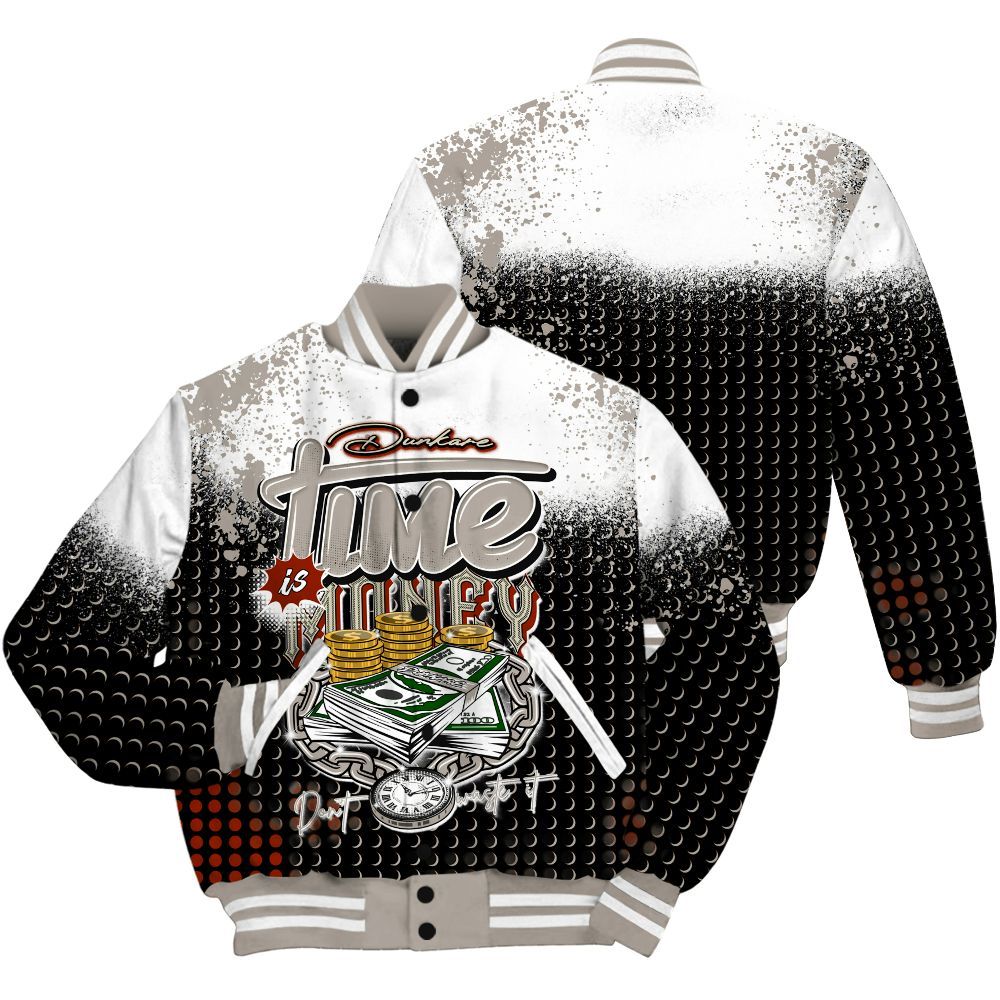 Varsity Jacket To Match El Grito 5s Shirt, Halftone Time Is Money All Over Print