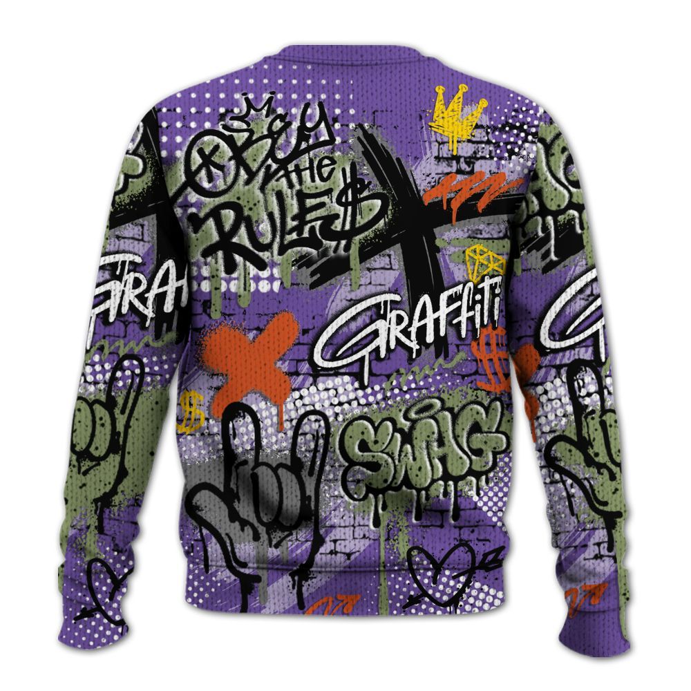 Knitted Sweater To Match Canyon Purple 4s - True It Real Graffiti Streetwear