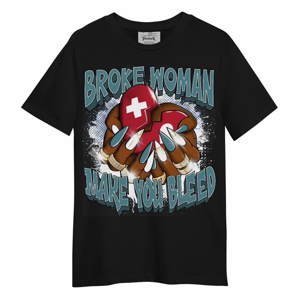 Shirt To Match Dunk Low Denim Turquoise Royal - Broke Woman Heart Retro Unisex Shirt