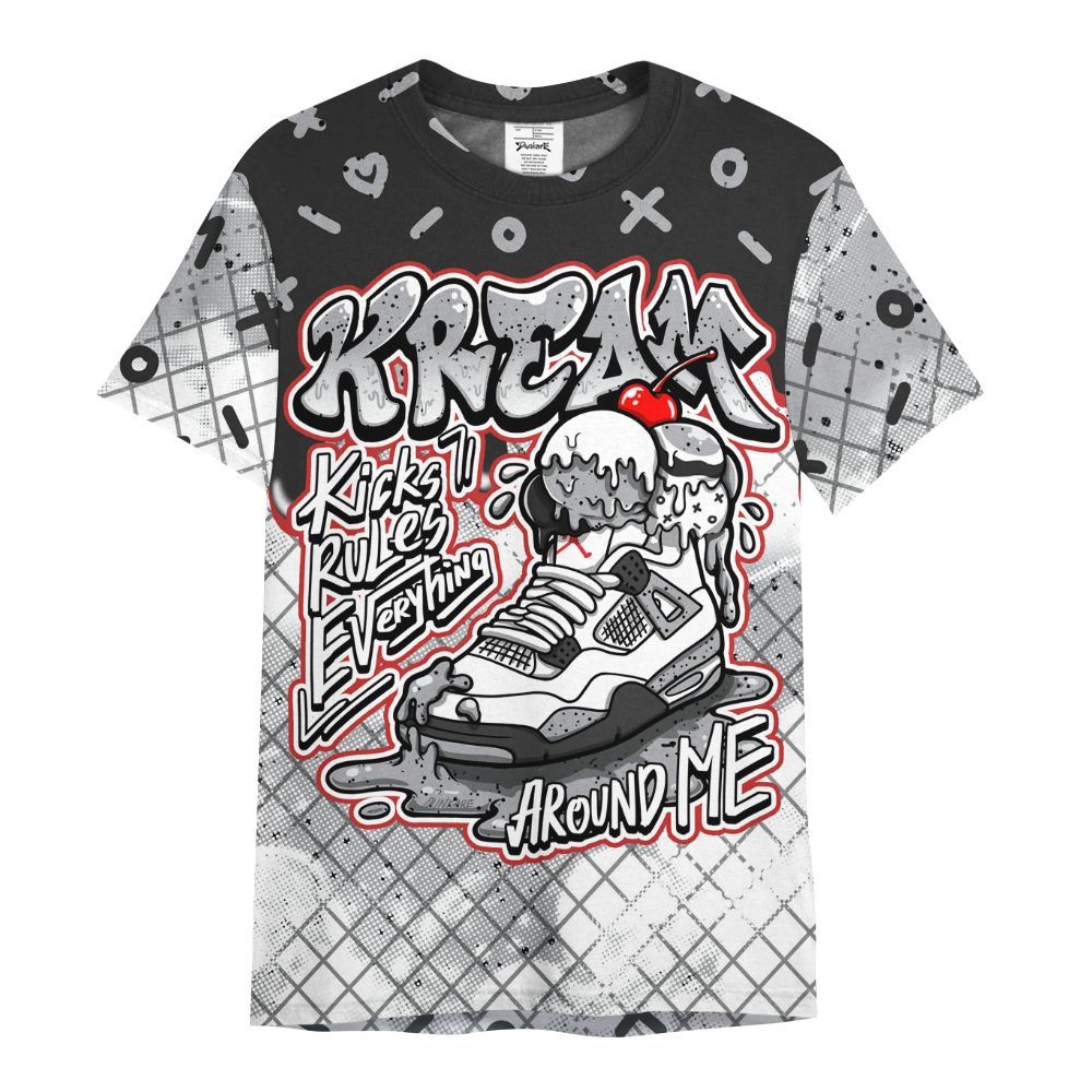 Shirt To Match White Cement 4s - Kream Kicks Rule Drip All Over Print