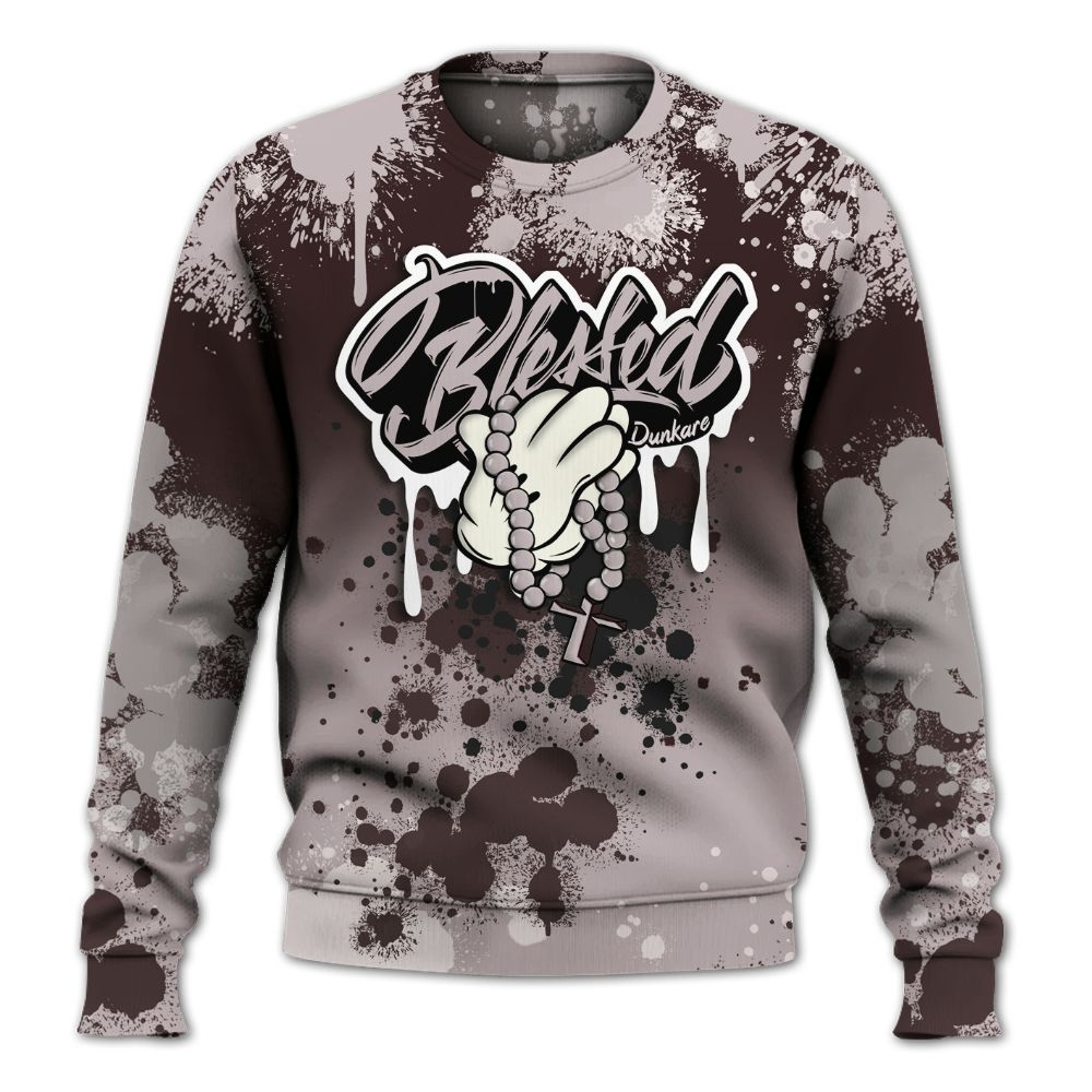 Sweatshirt To Match AMM Air Smokey Mauve 6s - God Blessed Ink Drip All Over Print